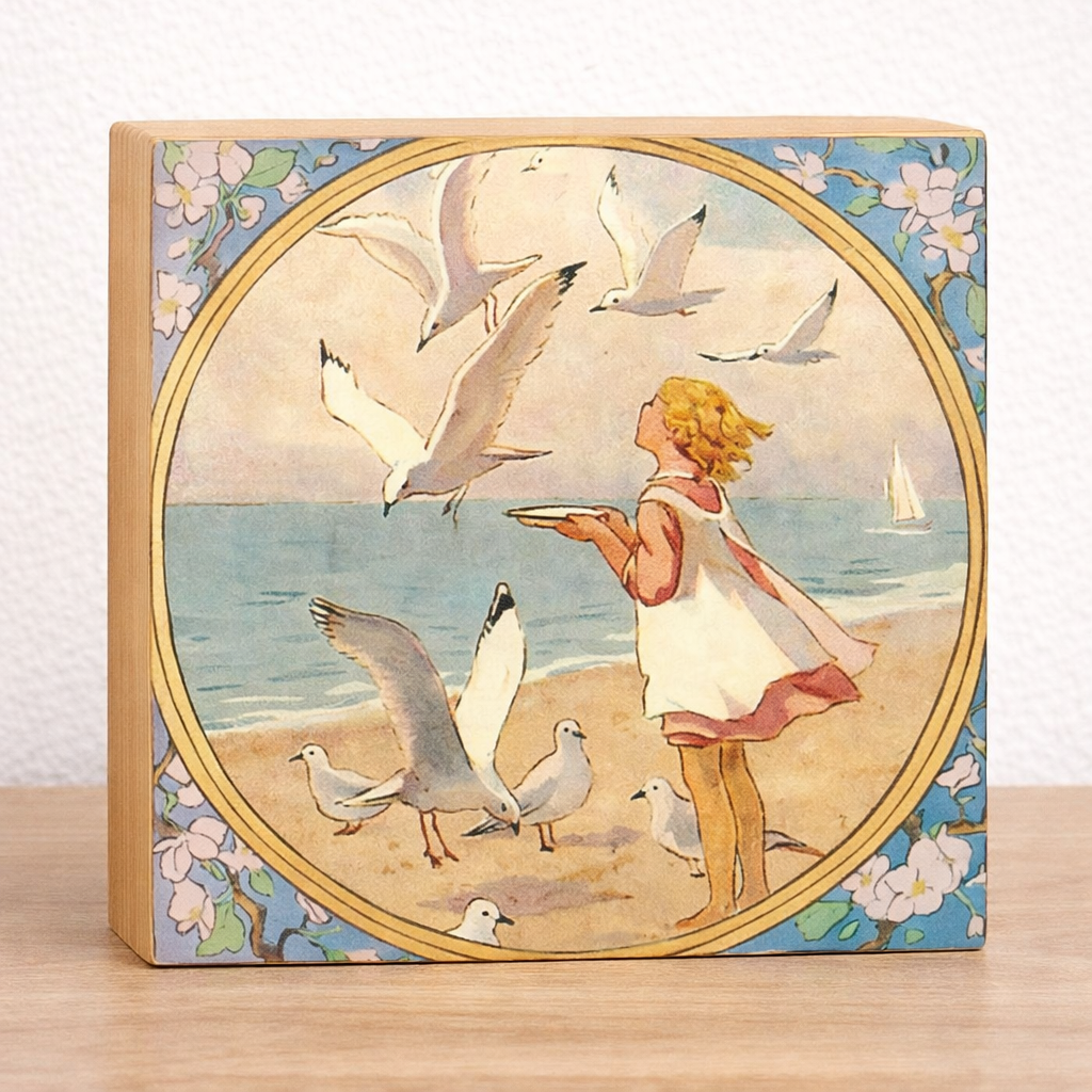 Vintage book illustrations by Jessie Wilcock Smith  Printed on 5.5 x 5.5 in wood blocks