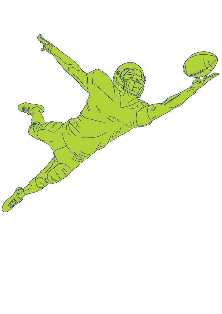 Football Wall Decals in Lime Green Receiver Football Wall Stickers 26in By 13.5in