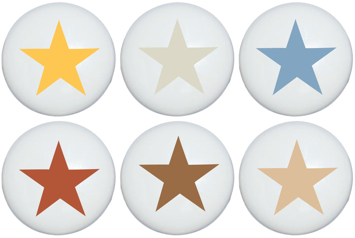 Boys Boho Stars Drawer Knobs  1.5in Ceramic Knobs