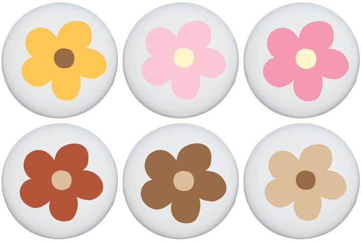 Boho Daisy Flower Drawer Knobs Pink Ceramic Bohemian Dresser Cabinet Pulls for Nursery Bedroom Decor