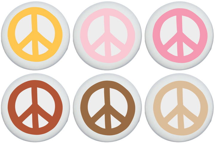 Boho Peace Sign Drawer Knobs Pink Ceramic Bohemian Dresser Cabinet Pulls - prestochangodecor
