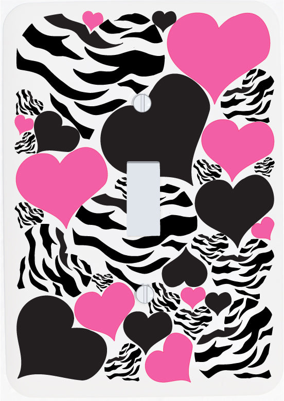 Zebra Print Wall Stickers Hearts Outlet Switch Plate Cover