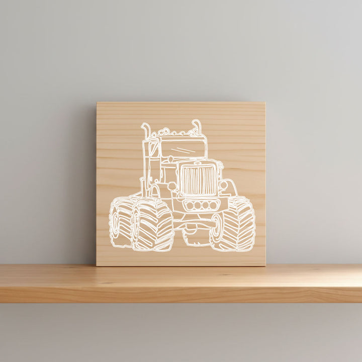 Monster Truck Art Print Natural Wood Wall Hanging | Boys Room Decor