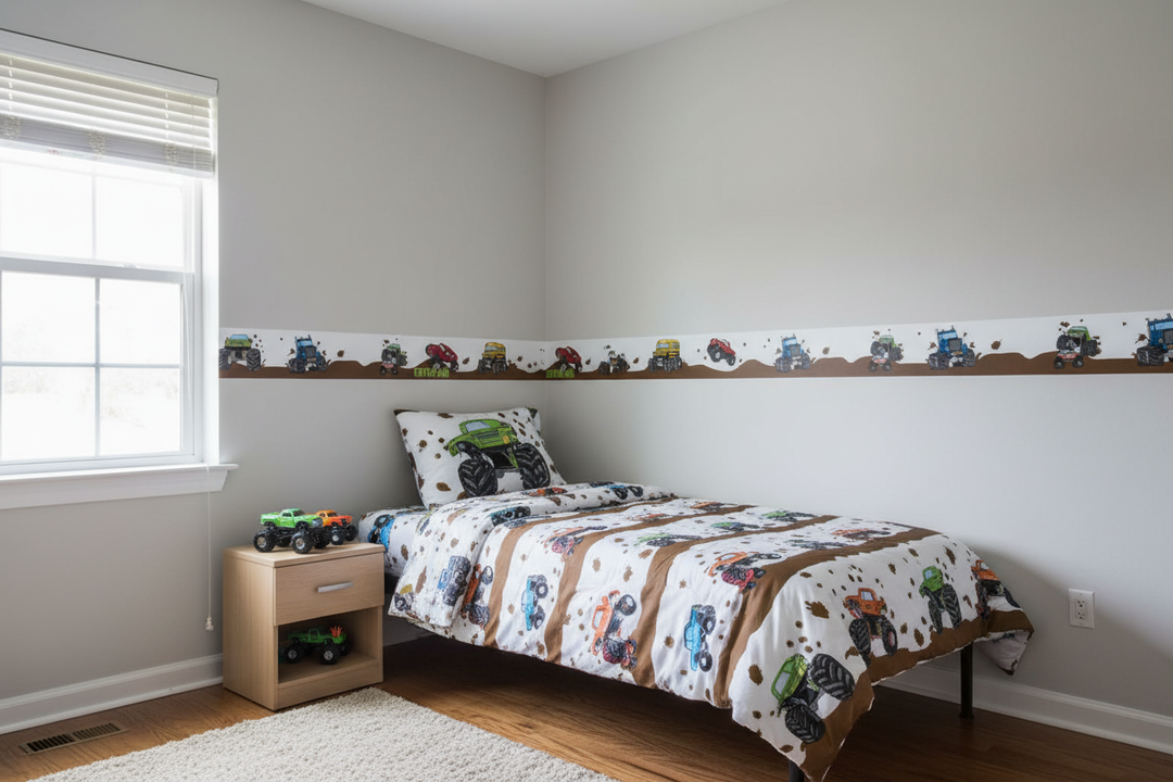 Monster Truck Wall Border Decals | Boys Room Peel & Stick Border
