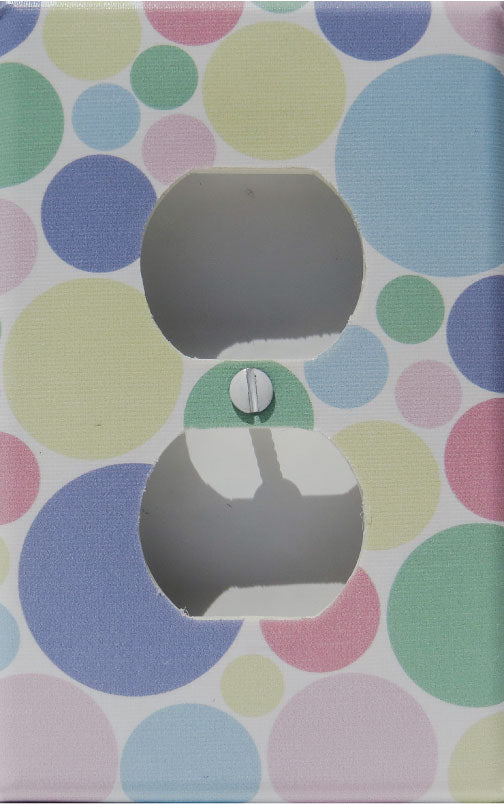 Pastel Multi Colored Dot Light Switch Plate Cover in Pink, Blue, Green, Yellow, and Purple