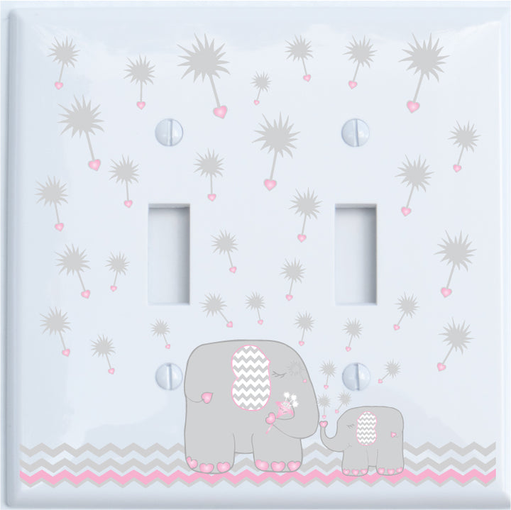 Pink Dandelion Elephant Light Switch Cover Plates and Outlet Covers