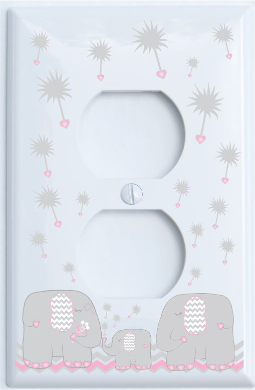 Pink Dandelion Elephant Light Switch Cover Plates and Outlet Covers