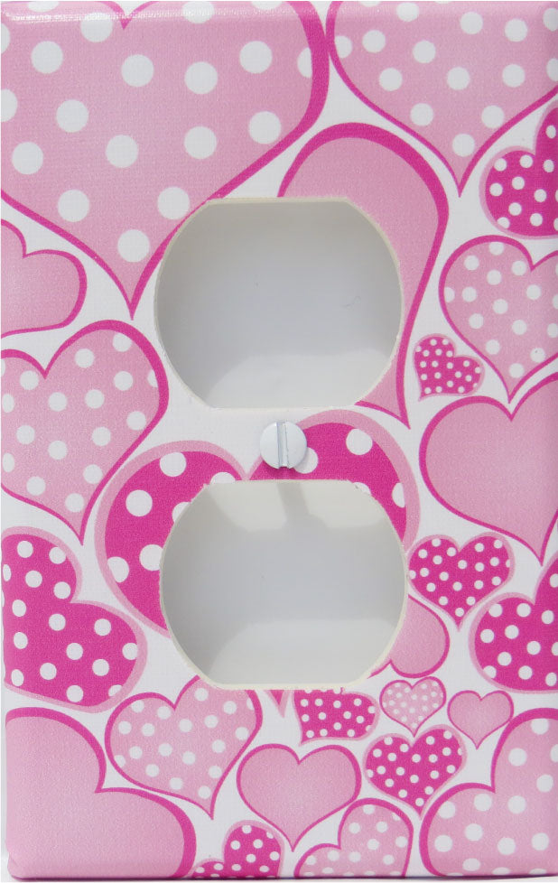 Polka Dot Pink Pastel Heart Light Switch Covers