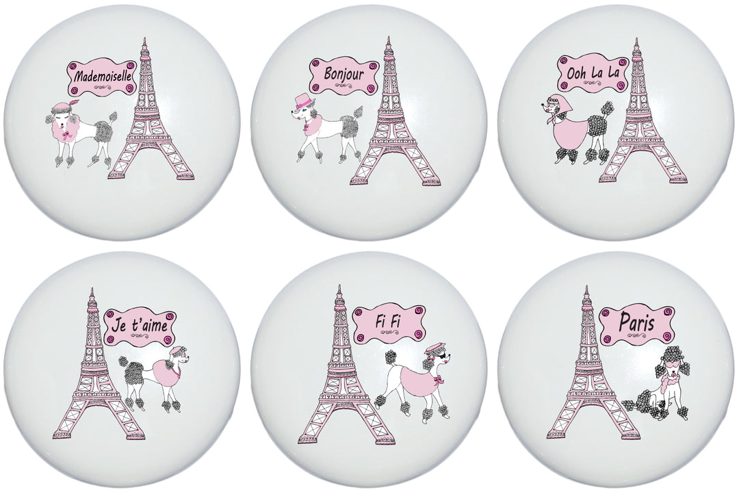 Poodles In Paris Drawer Pull Knobs