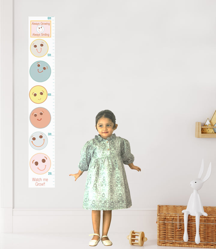 Boho Smiley Happy Faces Growth Chart Gender Neutral Baby Polka Dot Wall Decals Stickers