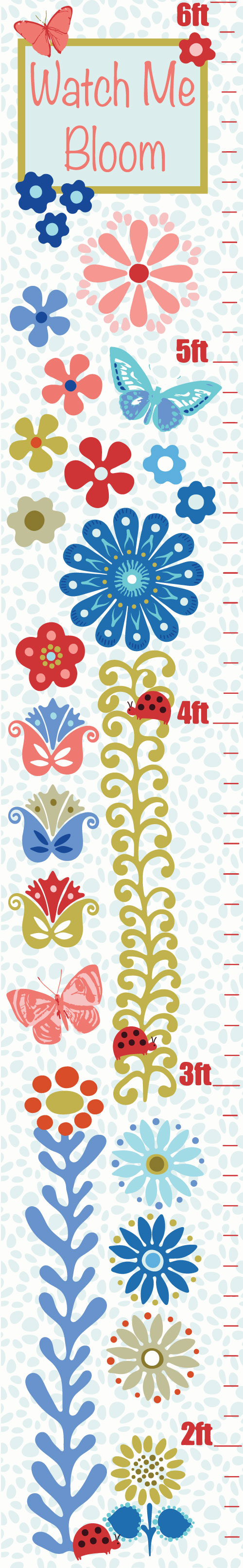 Watch Me Bloom Growth Chart Wall Decal