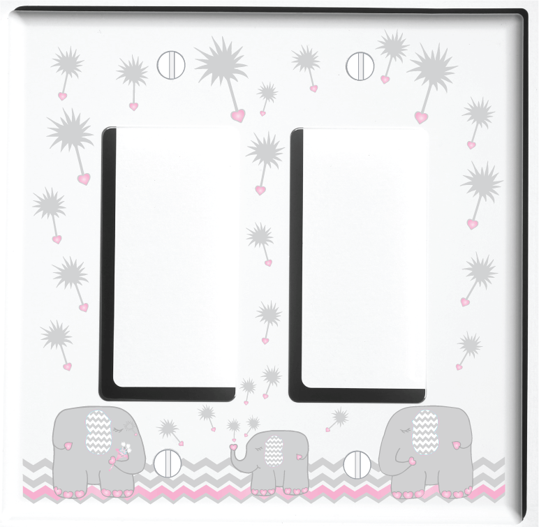 Pink Dandelion Elephant Light Switch Cover Plates and Outlet Covers