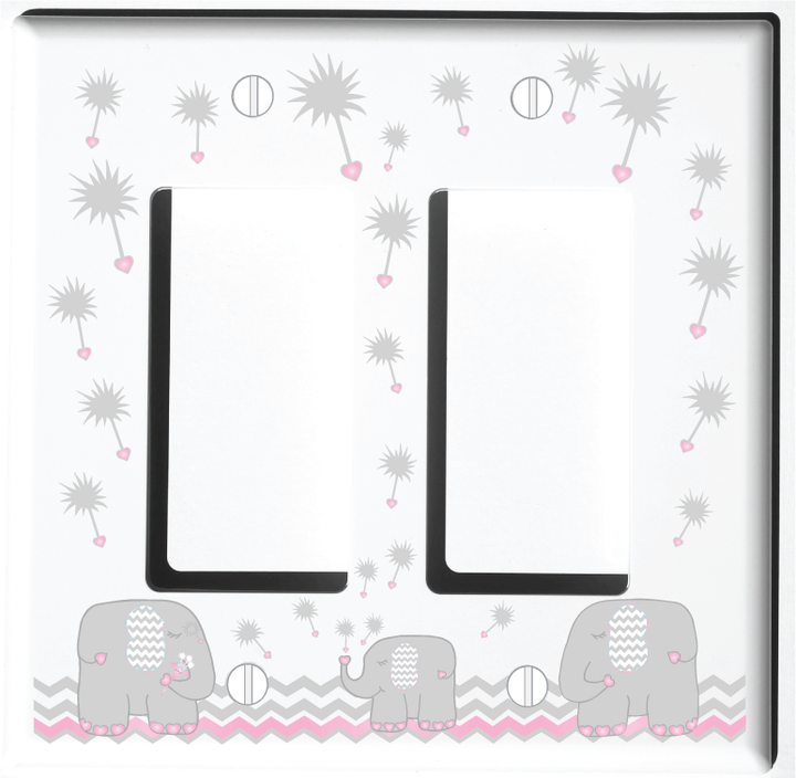 Pink Dandelion Elephant Light Switch Cover Plates and Outlet Covers