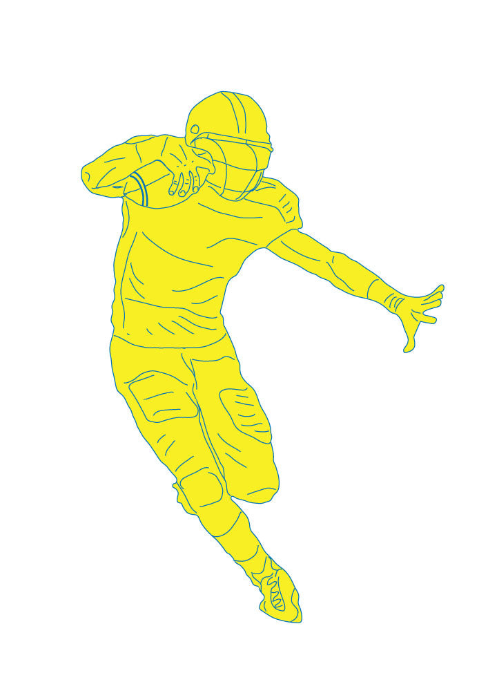 Football Wall Decals in Yellow Football Wall Stickers 26in By 17.5in
