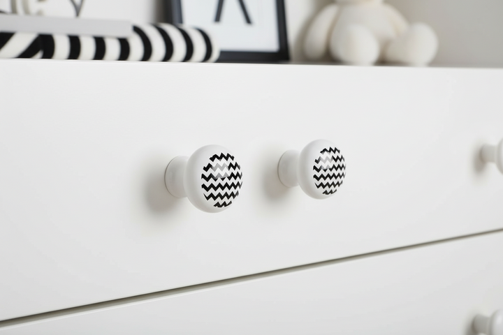 Black Chevron Print Drawer Pulls