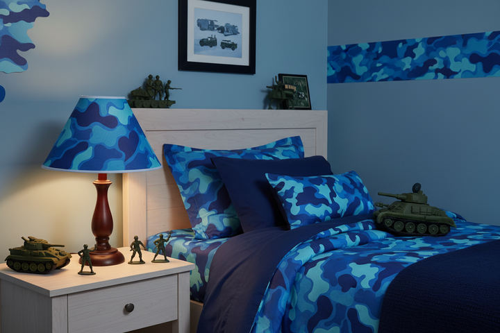 Blue Camoflauge Lamp Shade Army Military Camo Children's Nursery Decor
