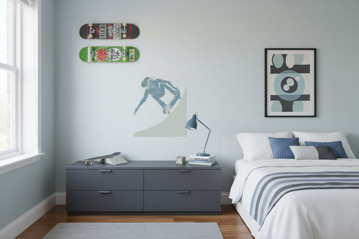 Blue Grey Skater Wall Decals