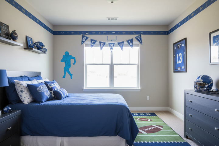 Football Wall Decals in  Blue Quarterback Wall Stickers 26in By 14.5.in