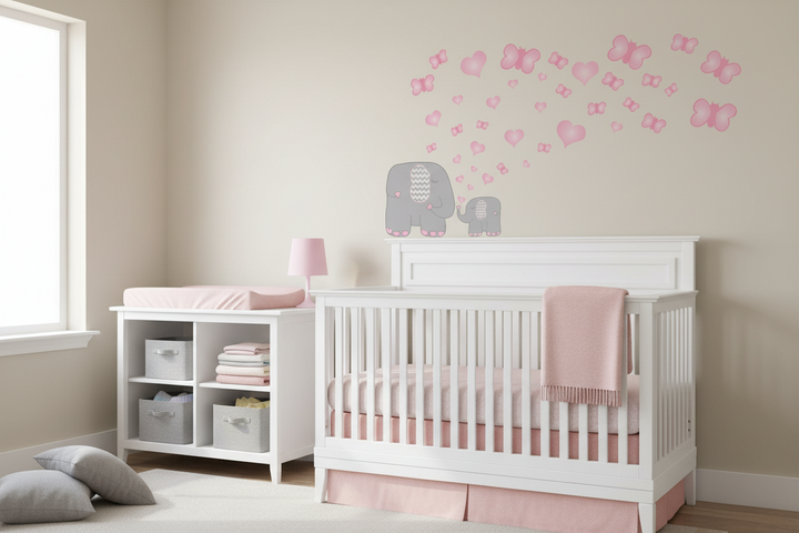 Butterflies and Elephant Heart Wall Decals
