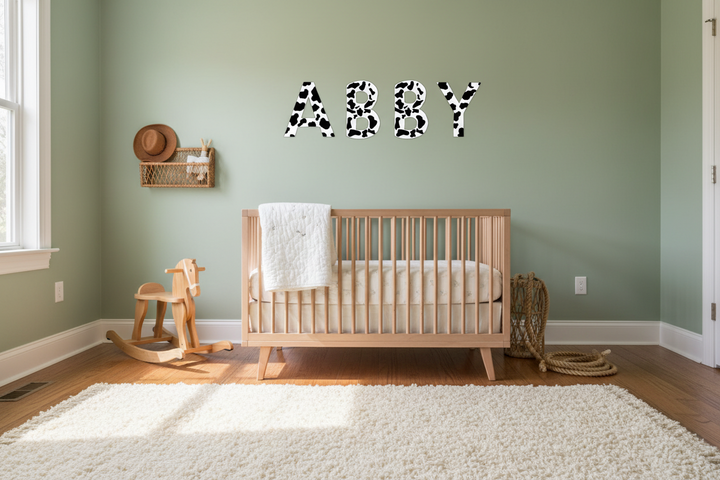 10 inch Cow Animal Print Letter Decals Stickers from A to Z