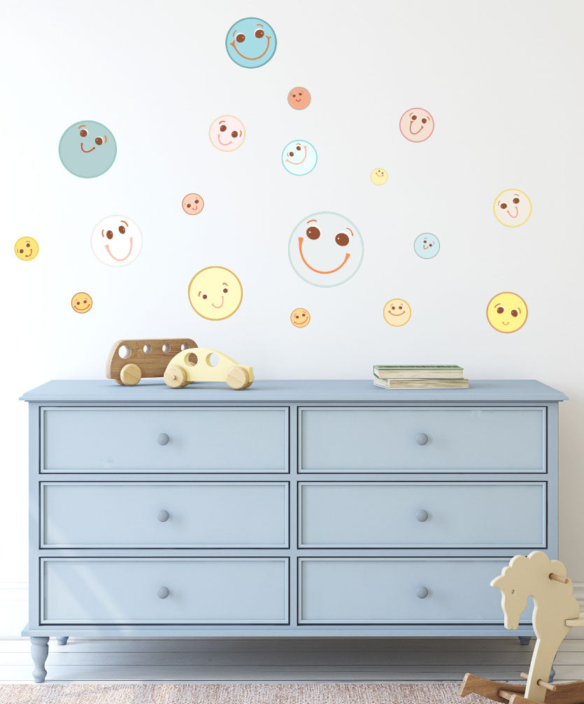 Boho Smiley Faces Polka Dot Wall Decals