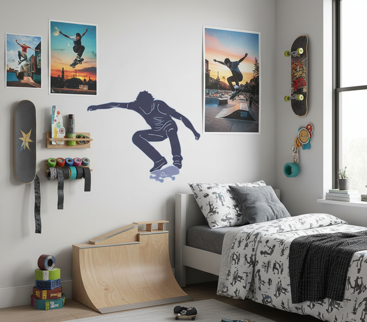 Dark Blue Skater Skateboard Wall Decal Sticker Graphics