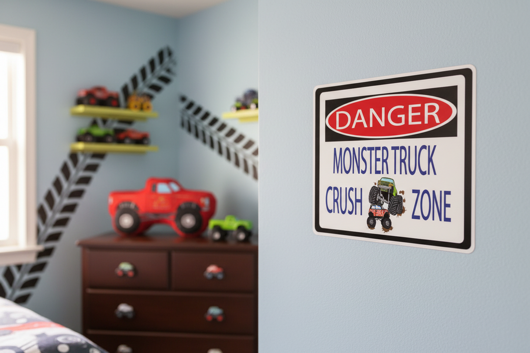 Danger Monster Truck Crush Zone Wall Decals