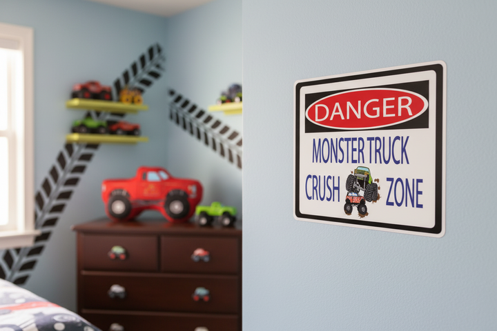 Danger Monster Truck Crush Zone Wall Decals