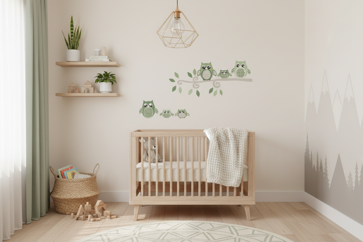 Owl Wall Decals for Nursery | Woodland Forest Owl Wall Stickers ...