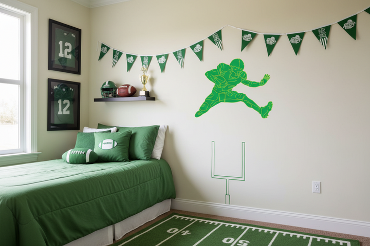 Football Wall Decals in  Green Football Wall Stickers 23in By 17.in