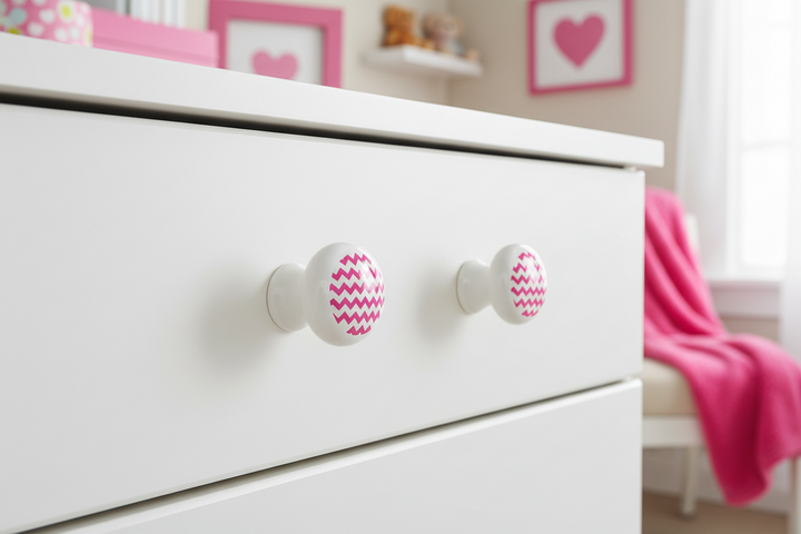 Hot Pink Chevron Print Drawer Pulls