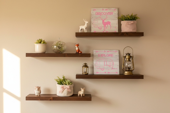 Pink Arrow Art Print - Woodland Nursery Shelf Lifestyle