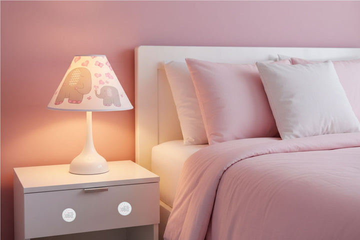Pink Elephant Lamp Shade with Hearts and Butterflies Jungle Safari Elephant Nursery Decor