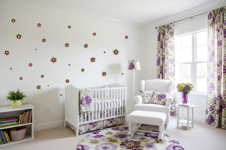 Purple and Green Flower Wall Decals