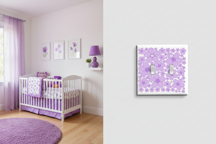 Purple Daisy Flower Light Switch Cover Stickers Covers