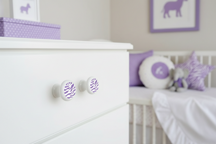 Zebra Print Purple Drawer Pulls