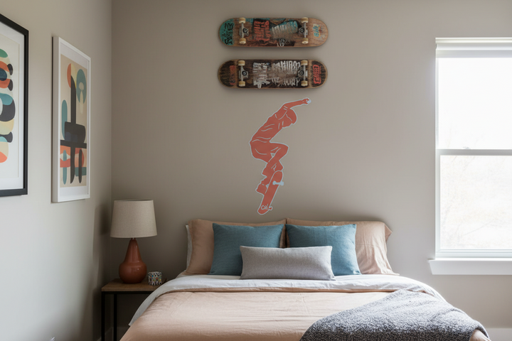 Rust Orange and Blue Skater Wall Decals