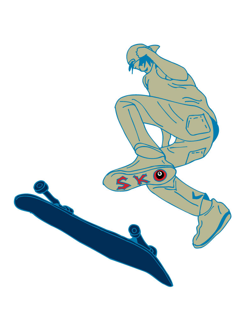 Sage Green Skater Flipping Skateboard Wall Decal Sticker Graphics