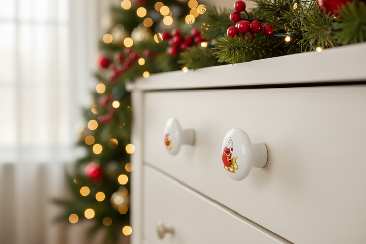 Santa Claus and Rudolf Drawer Knob Pulls