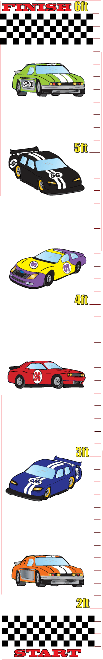 Race Car Growth Chart Wall Art Stock Car Wall Decals Children's Decor