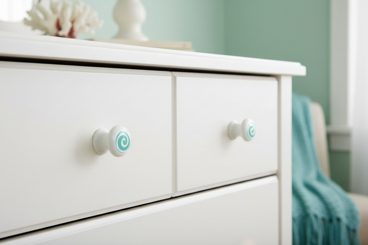 Swirly Spiral Polka Dot Aqua Drawer Pulls