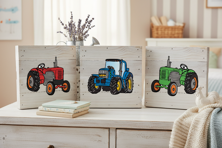 Tractor Art Print Natural Wall Hanging