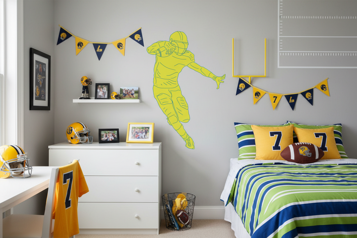 Football Wall Decals in Yellow Football Wall Stickers 26in By 17.5in