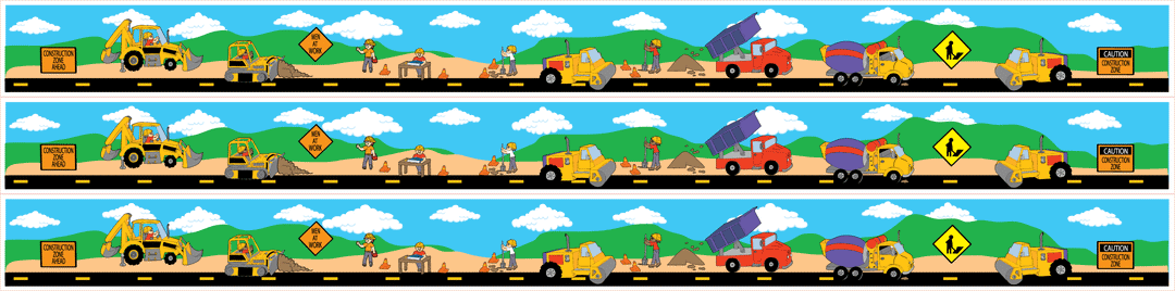 Construction Trucks Wall Border Decals