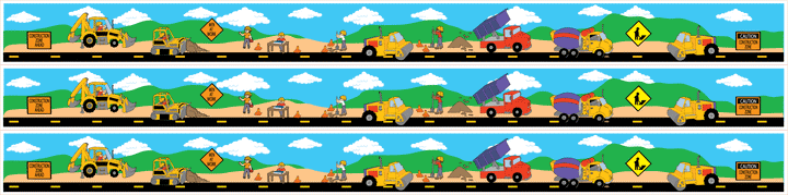 Construction Trucks Wall Border Decals