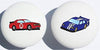 Red and Blue Stock Race Car Drawer Pulls/Race Car Childern's Nursery Decor Ceramic Drawer Knobs