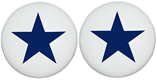Two Navy Blue and White Nautical Star Drawer Pull Knobs, Ceramic Dresser Cabinet Pulls, Children's Nursery Decor (Set of Two)
