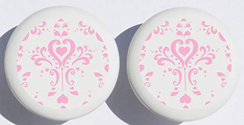 Damask Pink Drawer Pull Knobs