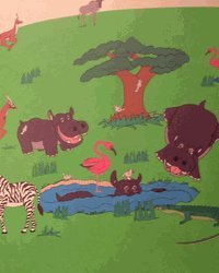 Giant Safari Animal Mural Wall Sticker African Wildlife Animal Decals Set