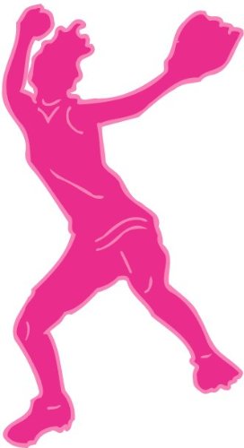 Hot Pink Softball Girl Wall Sticker/Sports Wall Decal 26in by 14in